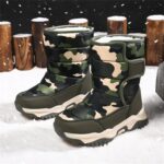 Commander Boots Boys' Cotton Shoes Camouflage and Thickened Winter Warm Cotton Boots for 4 to 14 Years Rain Boots Size 4 Big Kid - Image 3