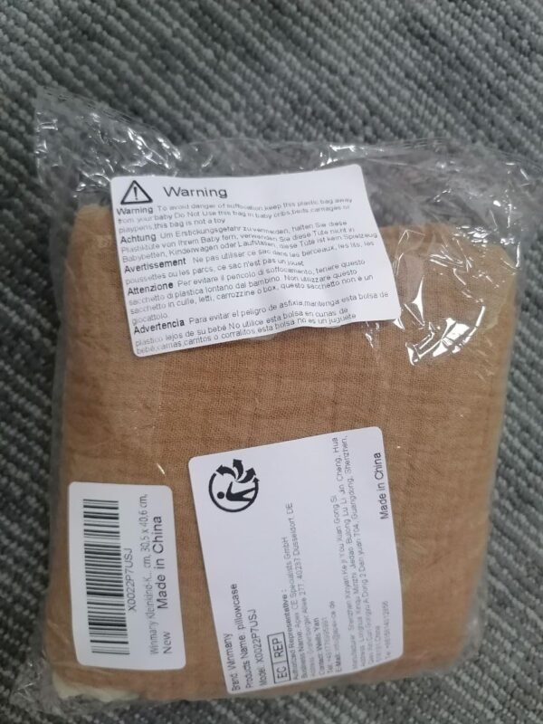 Winmany Toddler Cotton Muslin Pillowcases Baby Girl Boy Pillow Case Travel Cushion Pillow Covers with Envelope Design Cot Bed Accessories Fit for 13"x18" 14" x 19" 12"x16" Pillow (Brown+Khaki) - Image 8