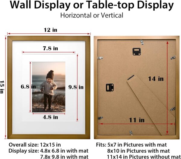 KINLINK 28x36 Picture Frames Brown - Wood Frames with Acrylic Plexiglass for Pictures 13x18/20x25 with Mat or 28x36 without Mat, Tabletop and Wall Mounting Display, Set of 4 - Image 6