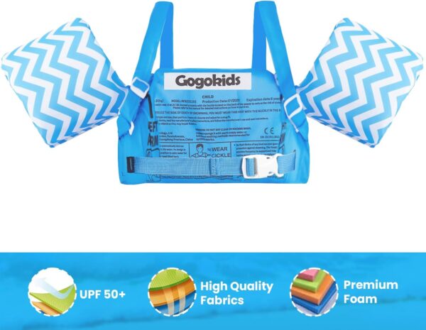 Gogokids Toddler Swimming Float Vest, Arm Bands Kids Swim Vest with Shoulder Harness Baby Floats Swimming Training Jacket for 2-6 Years Old Boys Girls Perfect for Pool, Learn to Swim and Beach - Image 5