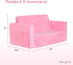 Dream On Me Nestle Kids Sofa in Pink, 2-in-1 Kids Sofa Couch, Convertible Sofa to Lounger, Low to Floor Design, Machine Washable Fabric Cover - Image 3