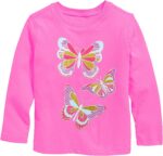 TCWWBB Girls Long Sleeve T-Shirt Kids Shirts Unicorn Cat Dinosaur Flamingo T-Shirts Toddler Pink Purple Tops Cotton Casual Tees Crewneck Clothes Age 1-8 Years