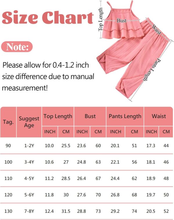SEAUR Toddler Girls Summer Outfits Party Clothes Girls 2 Pcs Outfits Sleeveless Vacation Outfits Girls Ruffled Top 1-8 Years - Image 6