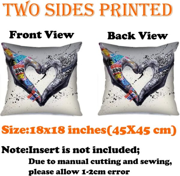 Tucocoo Graffiti Cushion Covers Decorative 18 x 18 Inch 4 Pack Banksy Street Art Pillow Covers Fist Inspirational Finger Throw Pillow Hands Pillow Cases for Couch Sofa Living Room - Image 5