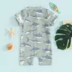 Vioyavo Toddler Boys Rash Guard Swimsuit Rompers Zipper Short Sleeve Whale/Dinosaur Print Kids Bathing Suit Baby Swimwear - Image 4