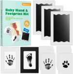 Nabance Baby Footprint Kit & Handprint Kit, 3 Inkless Ink Pads, 2 Photo Frames, 6 Imprint Cards, Safe for Baby Hands and Feet, Family Keepsake Gifts for New Parents, Baby Shower Gifts 0-6 months
