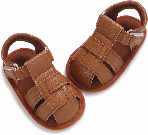 YANFJHV Anti Slip Kids Shoes Squeaky Sandals Closed Toe Non-Slip Rubber Sole Baby Sandals for Girls 0-12 Months - Image 2