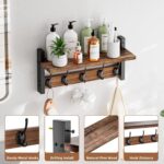 VITVITI Coat Rack Wall Mount with Shelf,Wood Entryway Coat Hanger with 5 Metal Hooks,Farmhouse Hat Coat Rack for Wall Living Room/Bathroom/Kitchen,Rustic Brwon - Image 4