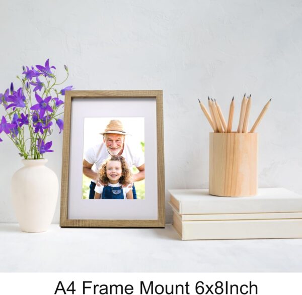 Natural Wood Effect A4 Photo Frames set of 3 with Mount for A5(6 x 8 ''),A4 Gallery Boxed Picture Frames With Mount for A5, A5 picture frames, Modern A4, A5 documents frames. - Image 2