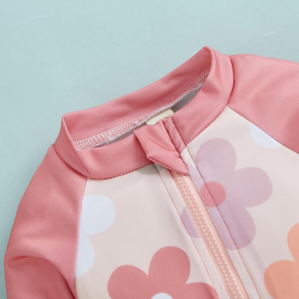 Geagodelia Toddler Baby Girl Swimsuit and Hat Zip Up Long Sleeve All in One Swimming Costume UV Sun Protection Swimwear One Piece Swimming Suit Rash Guard Sunsuit - Image 5