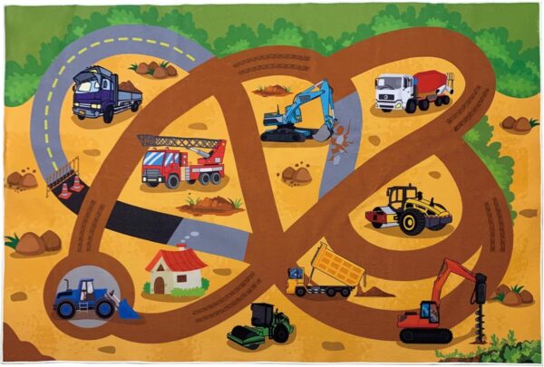 USTIDE Kids Carpet Playroom Rug Educational Construction Play Mat Cartoon Excavator Bulldozer Nonslip Area Rug for Boys and Girls,Nursery/Kindergarten/Bedroom,120x180cm - Image 2