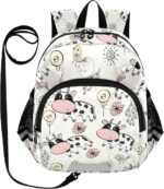 ISAOA Toddler Backpack with reins, Kids Anti-Lost Rucksack with Safety Harness,Doodle Cow with Flower Backpack for Boys and Girls Baby Preschool Mini Bag with Leash,S - Image 2