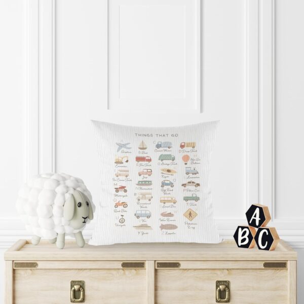 FLDAS Classroom Pillow Covers 18x18, Classroom Pillows for Kids Reading Corner, Toddler Boys Kids Room Nursery Decor, Transportation Alphabet Kids Pillows Decorative Throw Pillows Cover - Image 2