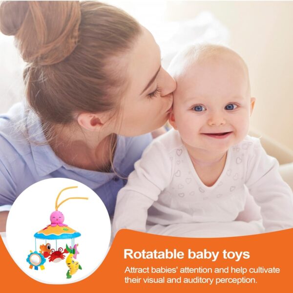 Nursery Mobile for Crib - 33x25x25cm Baby Bassinet Mobile Hanger Bell | Wooden Mobile Rotating Cute Animal Nursery Decor | Cotton Educational Toys for Girls Boys, Stroller Accessories - Image 6