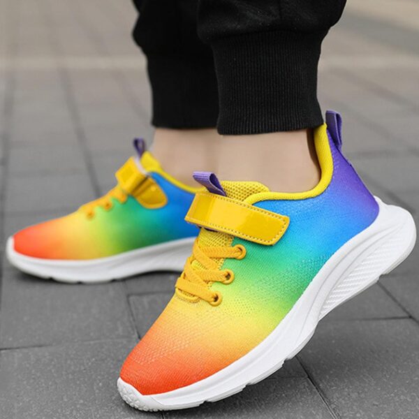 Hixingo Boys Trainers Kids Trainers Girls Trainers Rainbow Breathable Tennis Shoes Athletic Walking Shoes Lightweight Sneakers for 7-12 Years Little Kid/Big Kid - Image 4