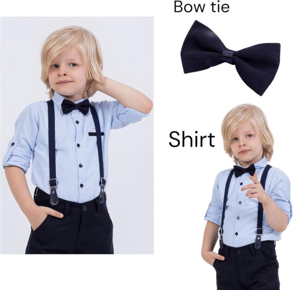 rise&Raba Shirt and Pants Set for Boys | 4-Piece Set Long-Sleeve Shirt, Pants, Suspenders, and Bow Tie | Clothing Sets for Babies and Boys - Image 6