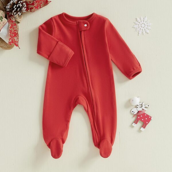 Baby Girl Boy My First Valentine's Day Outfit Mommy's Valentine Footie Romper Zipper Jumpsuit Newborn Infant Clothes - Image 5