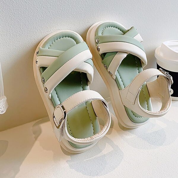 infant slippers 0 3 months Girls Open Toe Color Blocking Princess Sandals Soft Bottom Shoes Casual Beach Vacation Sandals infant slippers 0 3 months - Image 7