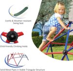 GYMAX 10FT Dome Climber, Kids Climbing Set with Swing and Convenient Grip, Indoor Outdoor Children Climbing Frame for 3-12 Years Old Boys Girls, Max Weight 350kg (Red+Blue, 305x293x159cm) - Image 2