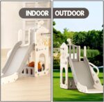 KORIMEFA 4-in-1 Kids Slide Toddler Climber Slide Set with Basketball Hoop, Storage Box and Telescope, Indoor Outdoor Freestanding Slider Garden Slide Playground for Toddlers Ages 18-36 Months - Image 7