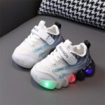 Light Up Fashion Sneaker for Toddler Boys Kids Led Breathable Cozy Lace-Up Sport Shoes Outdoor Running First Walking Toddler Girls Sneakers Black Shoes Boys Youth - Image 2