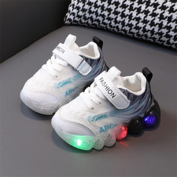 Light Up Fashion Sneaker for Toddler Boys Kids Led Breathable Cozy Lace-Up Sport Shoes Outdoor Running First Walking Toddler Girls Sneakers Black Shoes Boys Youth - Image 2