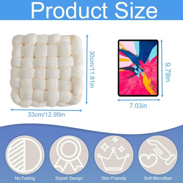 Knot Pillow,Knot Cushion,Square Plush Throw Pillow Handmade Soft Knotted Cushions,Home Decorative Knot Pillow Cuddle Cushion for Room Sofa Home Bed Floor,Bed Pillows Decoration(Grey/30*33*12CM) - Image 2