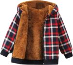 OverDose Boutique Kids Toddler Fleece Lined Warm Shirt Jacket Plaid Long Sleeve Hooded Full Zip Baby Boys Girls Fall Winter Hoodie Shirt Coat Outwear Teen Tee Shirt