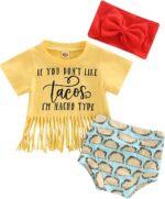Fabumily Newborn Baby Girl Clothes Set Letter Short Sleeve Tassel T Shirt Bloomer Shorts Headband 3Pcs Infant Summer Outfits