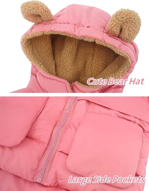 FEOYA Baby Boys Girls Hooded Down Jackets Little Kids Winter Puffer Jackets Cute Warm Outerwear - Image 5