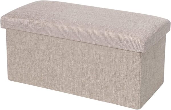 Large Storage Box Toy Chest with Lid Foldable Fabric Storage Cube Bench Seat for Home Practical Blanket Box Organizer (Beige 25cm) - Image 4