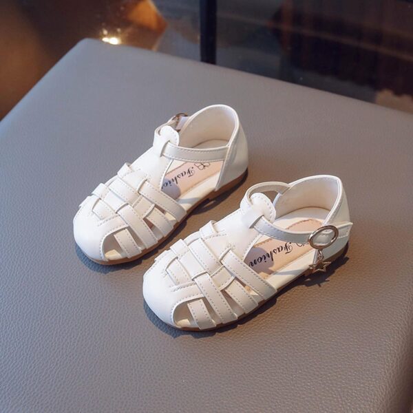 HAOLEI Baby Girls Sandals Close Toe Leather Shoes Toddler Girl Anti Slip Summer Sandals for Beach Park Casual Rubber Sole T-strap Dress Shoes UK Child 2-12 Years - Image 6