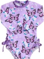 Baby Girl Swimming Costume Baby Swimsuit 3 6 12 18 24 Months 2T 3T Infant Toddler Girls Swimwear Rash Guard Zipper One Piece Long Sleeve Beachwear Bathing Suits Wetsuit