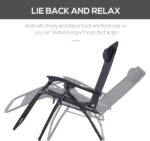 Outsunny Zero Gravity Chair Metal Frame Texteline Armchair Outdoor Folding and Reclining Sun Lounger with Head Pillow for Patio Decking Gardens Camping, Black - Image 4