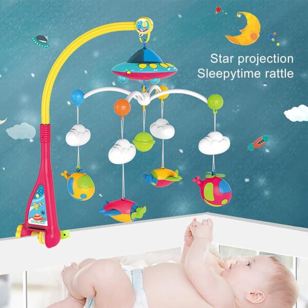 Musical Crib Mobile, Remote Control Baby Mobile, Rotating Light Projector, Soothing Lullabies, Multi-Function Musical Nursery Decoration for Boys and Girls, 50x48 cm, 1200kg - Image 4