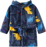 Boys Dinosaur Fleece Bathrobe Hooded Toddler Soft Fuzzy Robe Flannel Robe for Kids Girls Dressing Gown Pajamas Kids Cute Cartoon Warm Casual Clothes