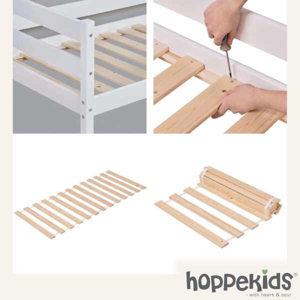 Hoppekids ECO Comfort Mid Sleeper 90 x 200 cm with Slatted Frame White The Nordic Ecolabel TÜV Certified FSC Certified Solid Pine Wood - Image 7