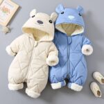 Baby Bear Suit Newborn Winter Coat Warm Hooded Jumpsuit for Boys Girls 2 3 Month Baby Boy Baby Boy Thermal Jumpsuit Footless Pajamas Baby Boy Snap - Image 4