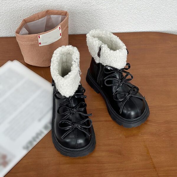 Children's Girls Winter Shoes Baby Children Plush Winter Boots Cuddly Fleece Lining Warm Booties for Toddlers Winter Outdoor Snow Boots Children Winter Barefoot Shoes Low Shoes - Image 5