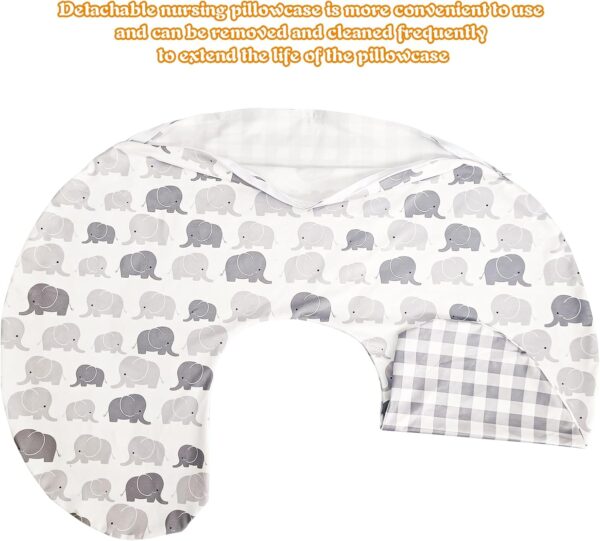 Winmany Baby Nursing Pillow Cover Infant Removable Breastfeeding Pillow Cover Cute Pattern Newborn Nursing Pillowcase Slipcovers Cushion Cover for Girls Boys 22.5 x 18 (Gray Elephant) - Image 6