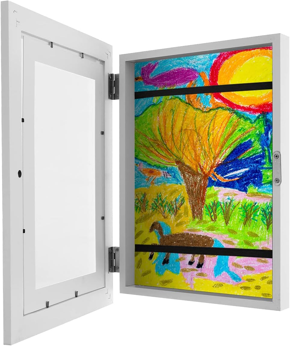 71nK2bNdBTL._AC_SL1200_.jpg Kids Art Frame, Kids Artwork Display Frame Front Opening A4 Picture Frame for 150 Pictures, Changeable Childrens Artwork Display Photo Storage Frames Kids Art Projects Kids Art Frames (White) - Image 1