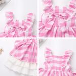 FYMNSI Baby Girls Toddler Kids Retro Pink Gingham Dress with Hair Bows 2pcs Set for Party Pageant Birthday Special Occasion - Image 6