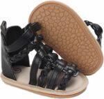 Toddler Kids Flat Gl𝐚diator Wide Sandals Slip On Ankle Summer Shoes Baby Boys Girls Rubber Sole Leather Soft Sandals White Baby Girl Shoes For Baptism Kids Pool Slidea(