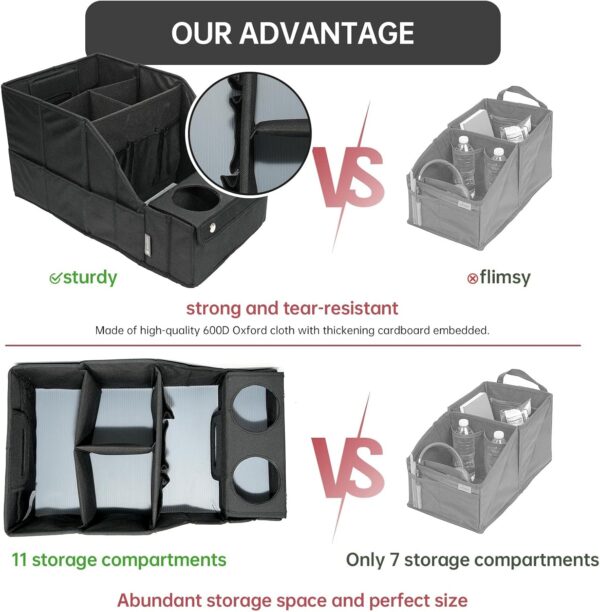 MULISOFT Car Seat Organizer- Backseat Car Organizer with 11 Storages Compartments and 2 Cup Holders, Organizers and Storage, Front Seat for Travel Kids,Black - Image 4