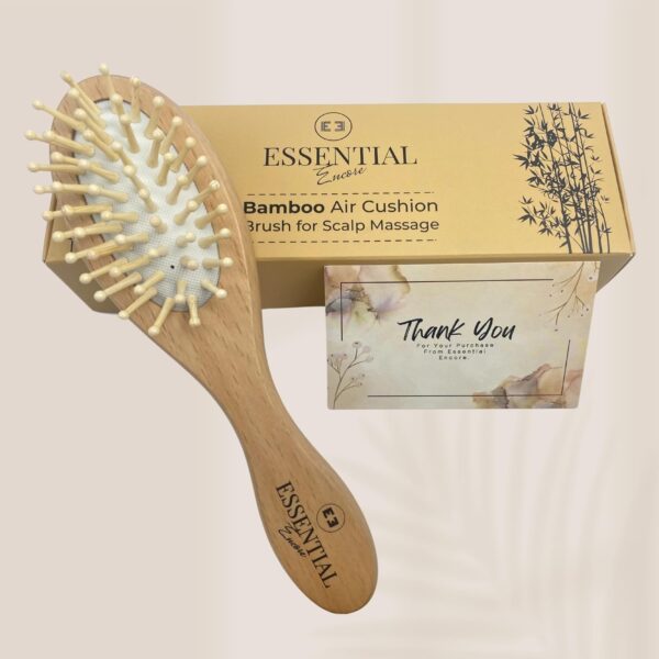 Essentials Encore Bamboo Baby Air Cushion Brush for Massage - Soft Bristle Hairbrush for Newborn and Infant - Gentle Scalp Stimulation - Baby Brush and Comb Set Newborn - Baby Hair Brush and Comb Set - Image 5