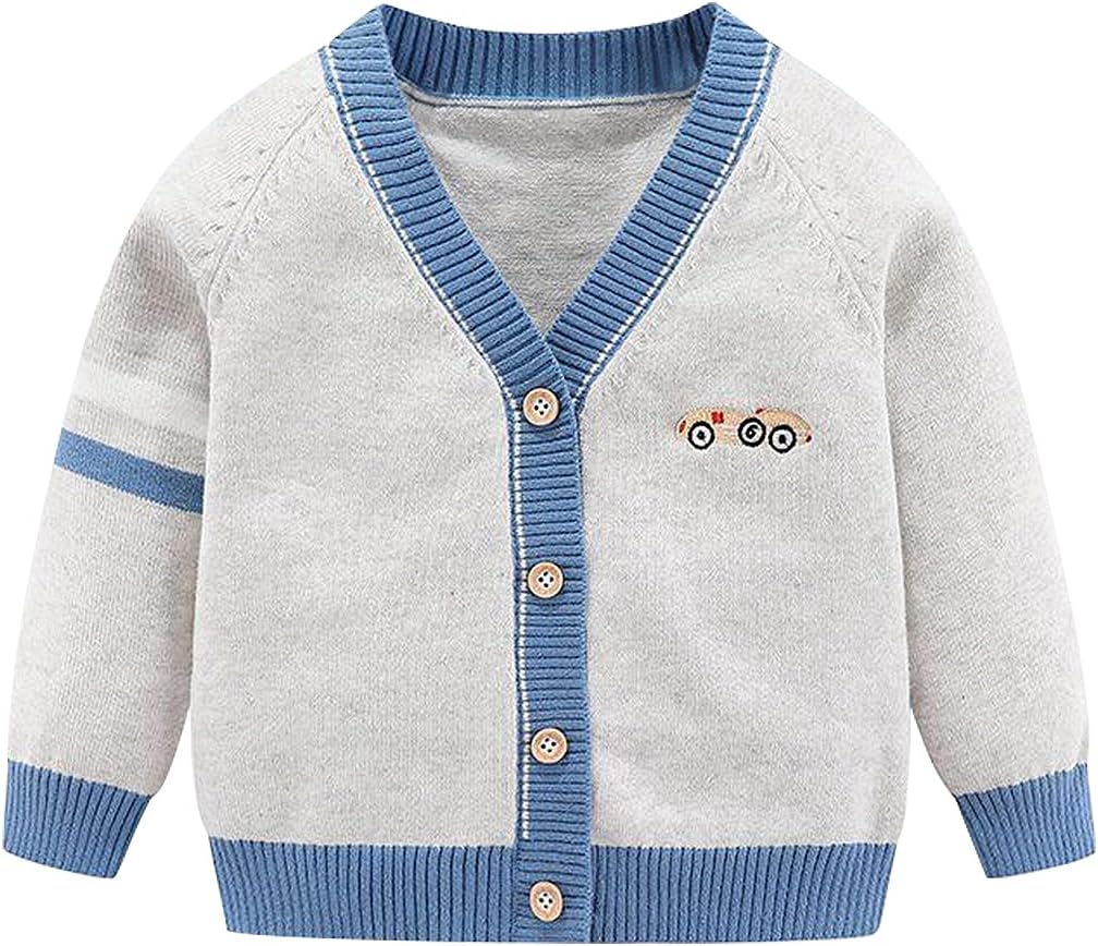 71nuZPN6obL._AC_SL1200_.jpg Fnaobai Toddler Baby Boys Cardigan Little Boys V-Neck Cotton Sweater Kids Long Sleeve Jacket Knit Button Up for Fall Winter - Image 1