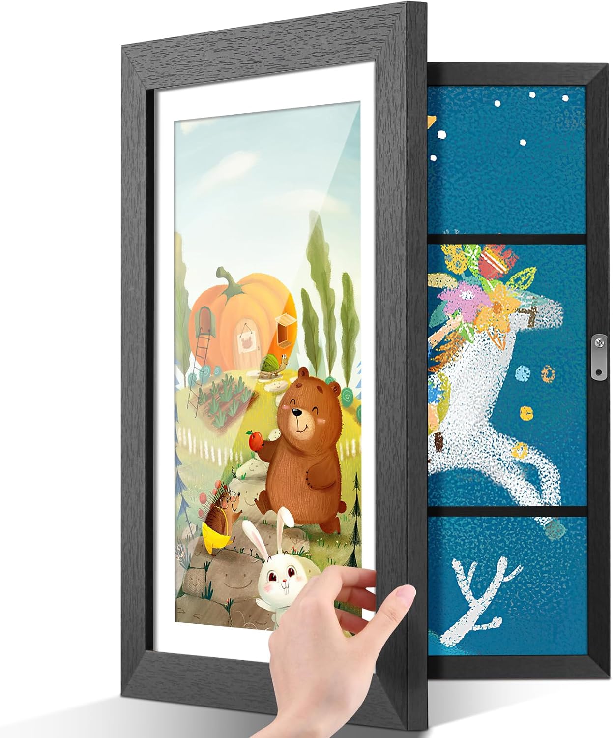 71o0OMJSmzL._AC_SL1500_.jpg Kids Art Frame Picture Frame - A3 Kids Artwork Display Frame Front Opening 34X46 cm, Black Family Photo Frame for Wall, for Bedroom, Living Room Decor - Image 1