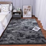 JURLEA Area Rug Modern Fluffy Shaggy Rugs for Living Room, Soft Non-Slip Carpet for Bedrooms, Boys Room, Girls Room, Play Room Modern Home Decor (Black Grey, 120 x 160 cm)