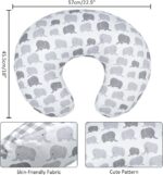 Winmany Baby Nursing Pillow Cover Infant Removable Breastfeeding Pillow Cover Cute Pattern Newborn Nursing Pillowcase Slipcovers Cushion Cover for Girls Boys 22.5 x 18 (Gray Elephant) - Image 4