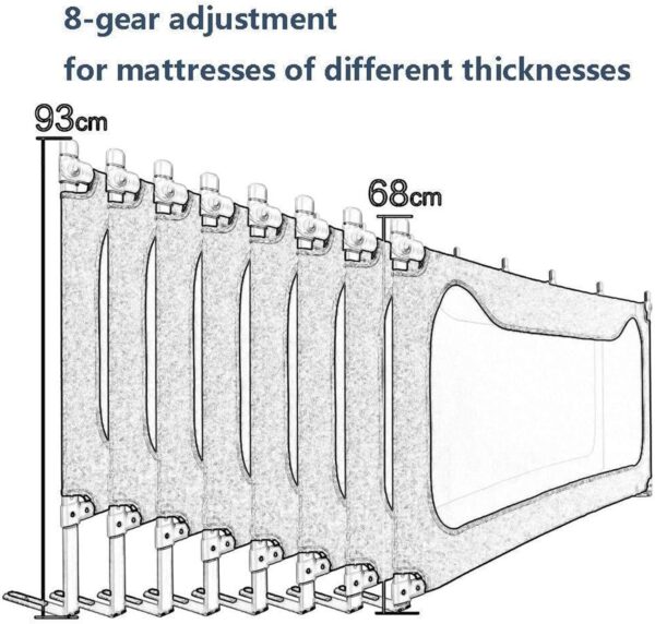 JAVPTAV Sturdy Baby Bed Rail With Child Lock, Vertical Lift Protective Fence Sleep Crib Rail For Toddler And Infant (Size : 150cm) - Image 4
